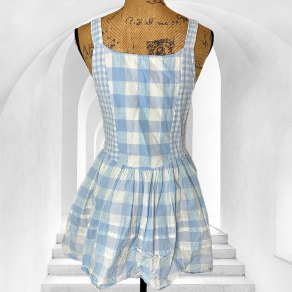 100% cotton LOVESHACKFANCY Chennedy Scalloped Check Mini Dress gingham rare - Picture 10 of 10